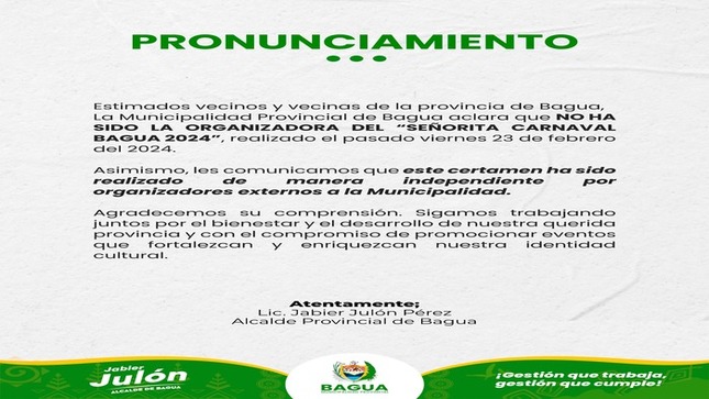 Pronunciamiento Oficial