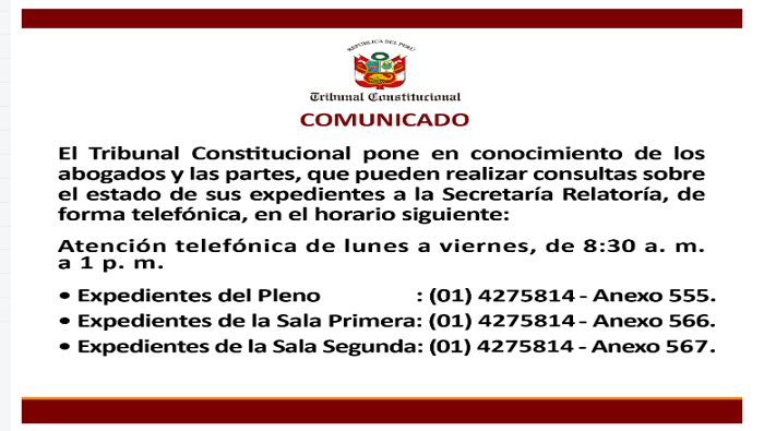 Comunicado de consultas sobre el estado de expedientes