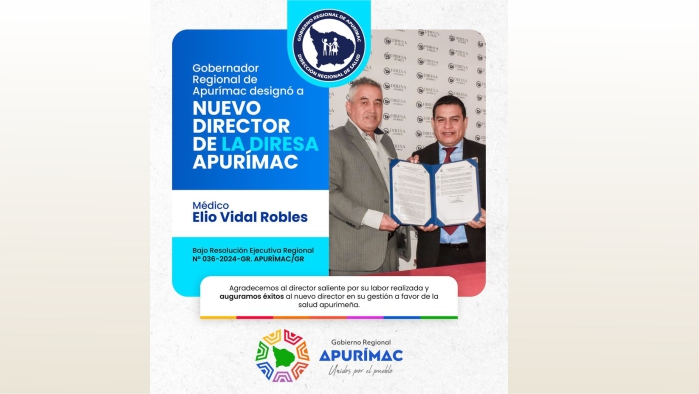 Gobernador regional de Apurímac designó a nuevo director de la DIRESA Apurímac