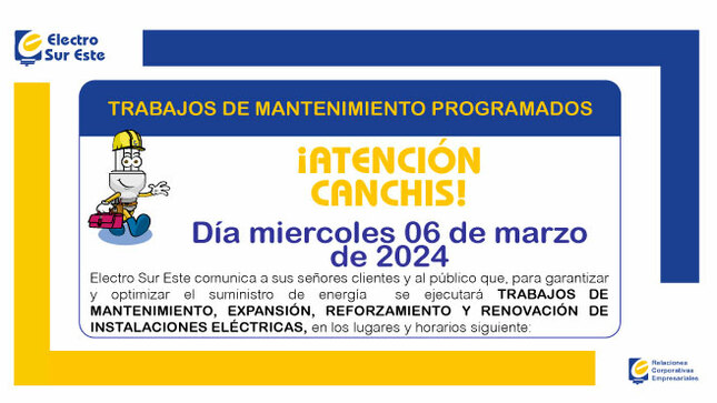 ¡ATENCIÓN CANCHIS! CORTE PROGRAMADO