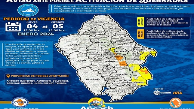 Imagen de provincias de posible afectación