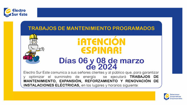 ¡ATENCIÓN ESPINAR! CORTE PROGRAMADO
