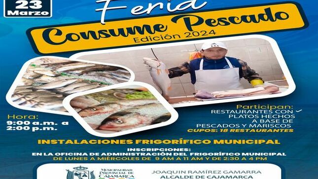 🐟 Si tienes un establecimiento que elabora platos a base de pescados y mariscos, esta es tu oportunidad. Inscríbete en la oficina de Administración del Frigorífico Municipal y se parte de nuestra feria "Consume Pescado 2024". 