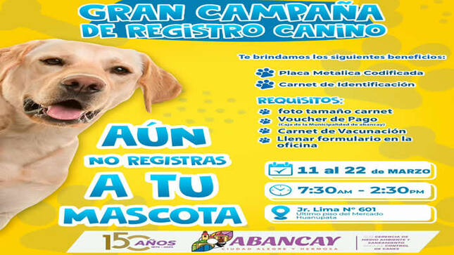 🐶gran Campaña De Registro Canino En Abancay🐶