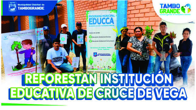 “Sembrando un árbol, sembrando un ambiente puro y sano”
La Municipalidad Distrital de Tambogrande, a través de la Subgerencia de Limpieza Pública y Gestión Ambiental, con la finalidad de fomentar la conciencia ambiental en los estudiantes y población en general, viene desarrollando el Plan Integral de Reforestación, teniendo como meta reforestar 20 mil plantas, entre ornamentales, forestales y frutales en todo el distrito de Tambogrande.
En esta actividad de reforestación realizada en articulación con la directora de la I.E. N° 1419 – Cruce de Vega, se plantaron 50 plantas entre forestales y ornamentales, gracias a la participación de los profesores y padres de dicha Institución Educativa.
Leer la nota completa aquí.
http://www.munitambogrande.gob.pe/pagina.php?post=3250
#ConstruyendoElVerdaderoCambio 
#GestiónMeléndez