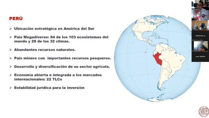 Cancillería organiza en Argel el II Webinar de Comercio Exteriores e Inversiones Perú-Argelia