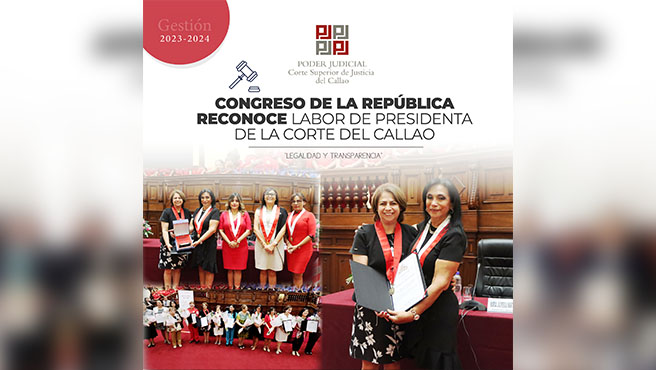 Congreso de la República reconoce labor de Presidenta de la Corte Superior del Callao