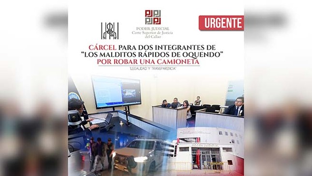 Juzgado de Flagrancia del Callao condenó a dos presuntos integrantes de “Los malditos rápido de Oquendo” por robar una camioneta