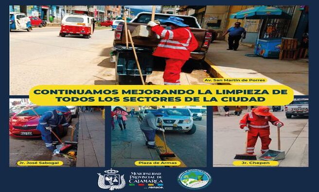 📌La gerencia de Desarrollo Ambiental, junto con la subgerencia de Gestión Integral de Residuos Sólidos, están llevando a cabo una serie de acciones para limpiar y embellecer diferentes áreas de nuestra ciudad.
👉Estas iniciativas, impulsadas por la Municipalidad Provincial de Cajamarca, tienen como principal objetivo optimizar los servicios esenciales y elevar la calidad de vida de todos los cajamarquinios. Ademas, con esto le pedimos a la población que sea consciente y evite arrojar basura en las calles. 