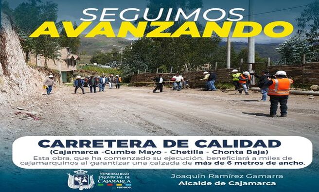 📌El Colegio de Ingenieros de Cajamarca, bajo la dirección del ingeniero Hugo Miranda, ha llevado a cabo una exhaustiva supervisión para asegurar el cumplimiento riguroso de las especificaciones técnicas en la construcción de una relevante infraestructura vial que viene ejecutando la Municipalidad Provincial de Cajamarca. Esta obra, que ha comenzado su ejecución, beneficiará a miles de cajamarquinos al garantizar una calzada de 𝒎𝒂́𝒔 𝒅𝒆 6 𝒎𝒆𝒕𝒓𝒐𝒔 𝒅𝒆 𝒂𝒏𝒄𝒉𝒐.