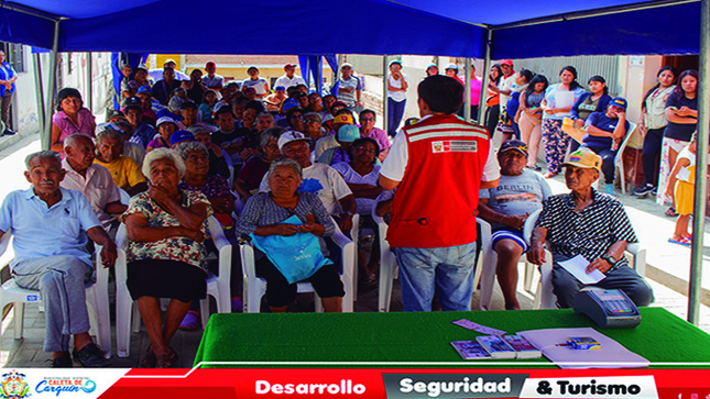 La Municipalidad Distrital Caleta de Carquín, a través de la Subgerencia de Desarrollo Social, en coordinación con el Programa Pensión 65, llevaron a cabo una reunión informativa sobre el uso correcto de la tarjeta multired del Banco de la Nación a los usuarios del Programa de Asistencia Solidaria Pensión 65.

Esto permitirá brindar todas las facilidades a los usuarios del mencionado programa, en el cobro de su subvención económica, así como reducir los tiempos de espera y traslado.

Participaron en la reunión la subgerenta de Desarrollo Social, Anyollina Paredes, el Lic. Gustavo Manrique La Rosa, representante del Programa Pensión 65 y la subprefecta distrital Fressy Junco Aliaga.

Caleta de Carquín, 14 de marzo de 2024.

Oficina de Relaciones Pública e Imagen Institucional. 