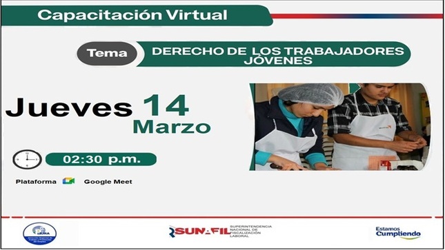 DRTPE Piura en coordinación con SUNAFIL Piura realizarán capacitación virtual: "Derechos de los Trabajadores Jóvenes"