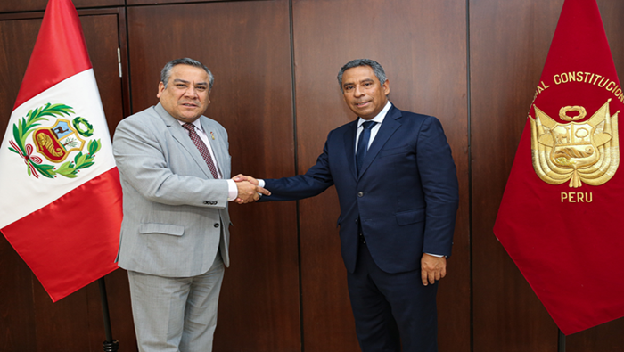 Presidente del TC Francisco Morales recibió la visita protocolar del premier Gustavo Adrianzén