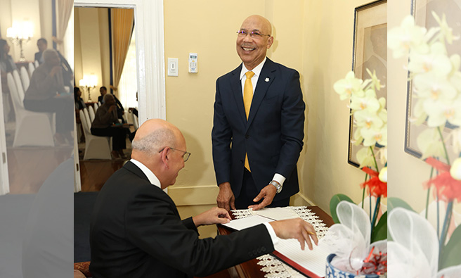 Embajador Mario López - Gobernador general de Jamaica, Patrick Linton Allen