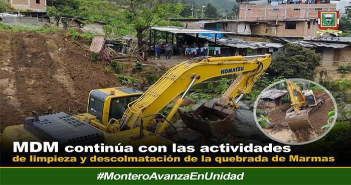 personal de la municipalidad junto a la maquinaria se apersonaron a la quebrada de marmas para realizar trabajos de limpieza. 