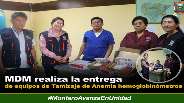 Entrega de equipos de tamizaje para disminuir casos de anemia infantil en niños y niñas del distrito de Montero.