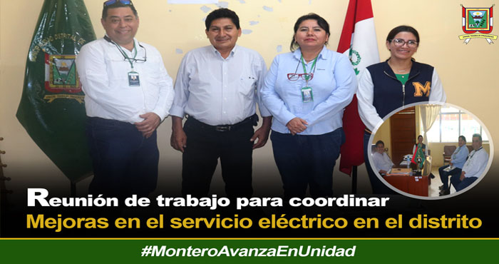 Reunión de trabajo para mejorar el servicio eléctrico en el distrito de Montero.  