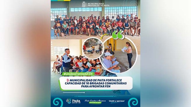 Municipalidad de Paita fortalece capacidad de 10 brigadas comunitarias para afrontar FEN