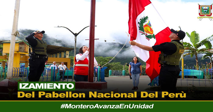 Izamiento del pabellón nacional.