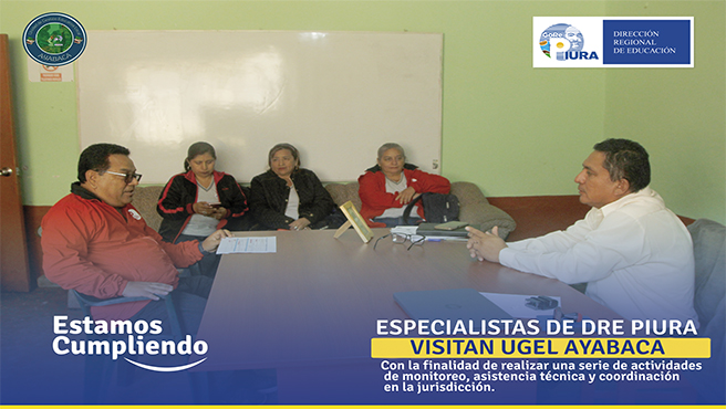 En despacho de dirección el director de UGEL Ayabaca, Mag. Luis Alberto Esteves Márquez, recibió a especialistas de DRE Piura con la finalidad de coordinar acciones en beneficio de la comunidad educativa de la jurisdicción de Ayabaca.