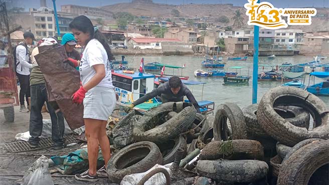 Municipalidad de Paita e instituciones aliadas recolectan 4 toneladas de residuos en playas.