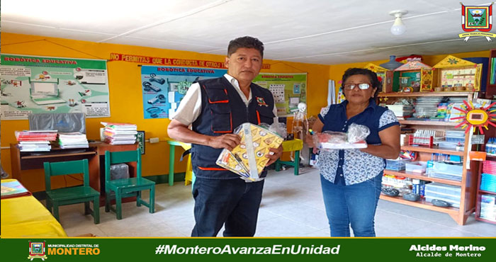 La MDM entrega kits escolares para los alumnos y alumnas del distrito de Montero.