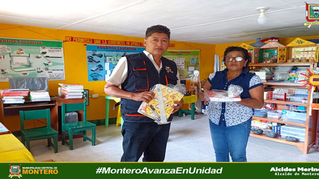 La MDM entrega kits escolares para los alumnos  y alumnas del distrito de Montero. 