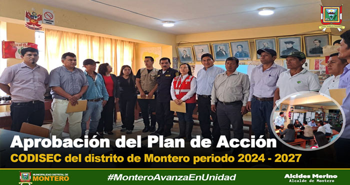 En la Municipalidad de Montero se llevo a cabo la sesión ordinaria para la aprobación del plan de acción de seguridad ciudadana 2024-2027.