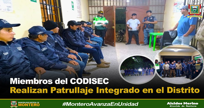 Realizan patrullaje integrado en el distrito de Montero.