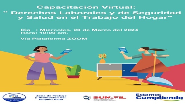 DRTPE Piura en coordinación con SUNAFIL Piura realizarán capacitación virtual: "Derechos Laborales y de Seguridad y Salud en el Trabajo del Hogar".