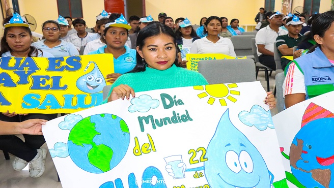 Dรญa mundial del agua: escolares y servidores pรบblicos participaron en concurso de pancartas
