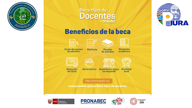 Conoce los beneficios del concurso Beca Hijos De Docentes 2024 del Pronabec. 