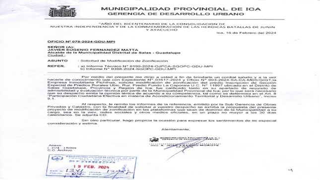 SOLICITUD DE MODIFICACIÓN DE ZONIFICACIÓN