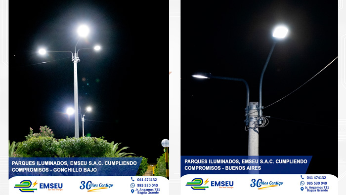 Remodelaci贸n de luces en los parques culminada