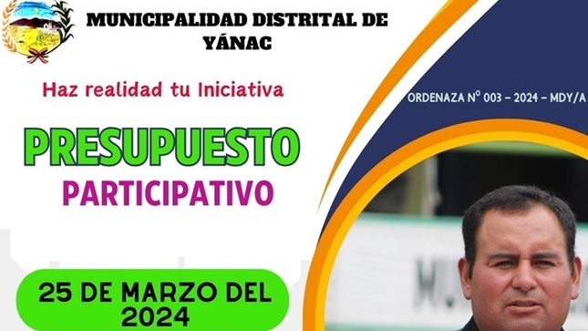 Presupuesto Participativo 2024 de la Municipalidad Distrital de Yánac