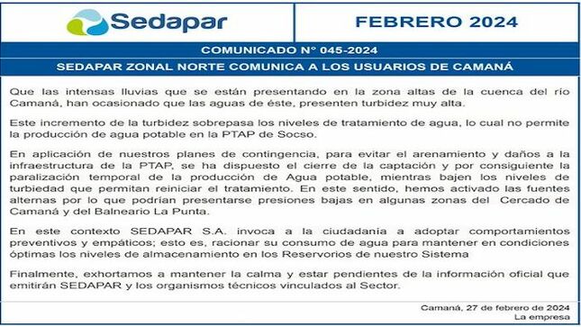 Comunicado N° 045-2024