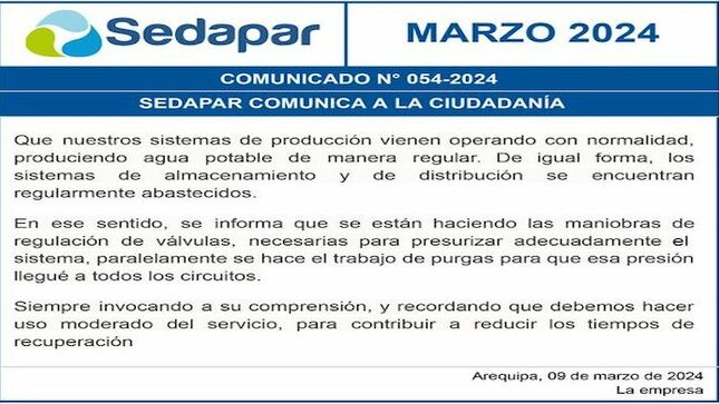 Comunicado N° 054-2024