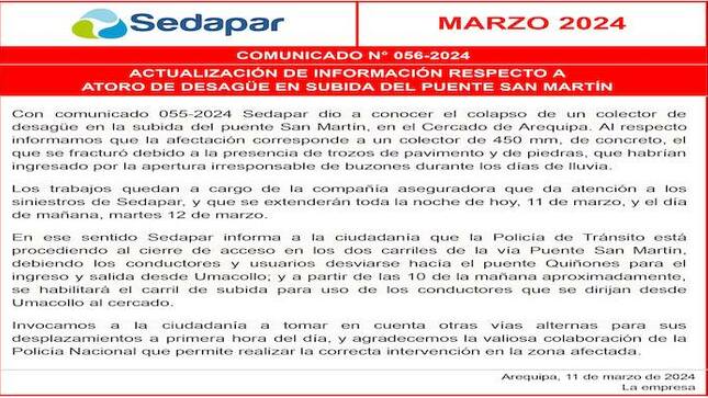 Comunicado N° 056-2024