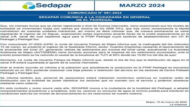 Comunicado N° 061-2024