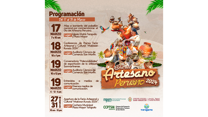 Presentación del Programa Oficial a la Celebración por el Día del Artesano Peruano del 17 al 31 de marzo.
