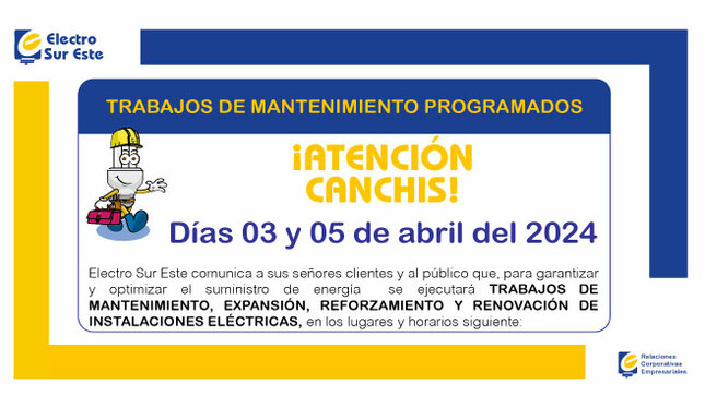 ¡ATENCIÓN CANCHIS! CORTE PROGRAMADO