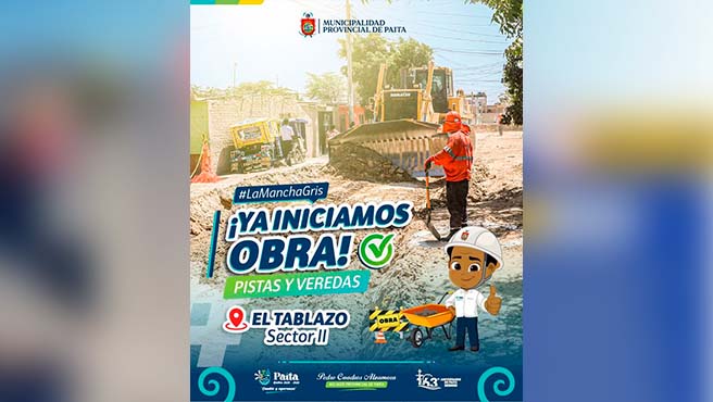 ¡Ya iniciamos la obra de pistas y veredas en el sector el Tablazo!