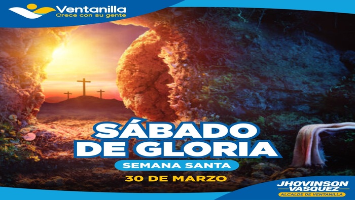 🟡 Les deseamos a todos nuestros vecinos un “Sábado de Gloria” lleno de paz y reflexión. En este día tan especial, la municipalidad a través de nuestro alcalde 𝐉𝐡𝐨𝐯𝐢𝐧𝐬𝐨𝐧 𝐕𝐚𝐬𝐪𝐮𝐞𝐳, invita a todos a compartir en familia y mantener vivas nuestras tradiciones. En esta jornada, los fieles recuerdan el período en que el mesías yacía en el sepulcro tras su crucifixión, y el sufrimiento de María Santísima y de los apóstoles quienes hacían vigilia junto a la tumba.