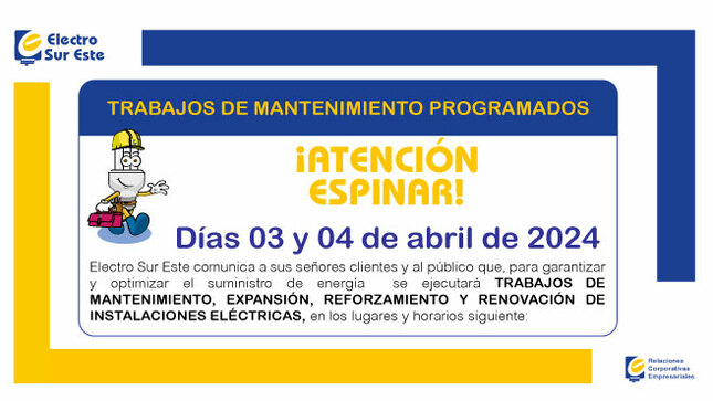 ¡ATENCIÓN ESPINAR! CORTE PROGRAMADO
