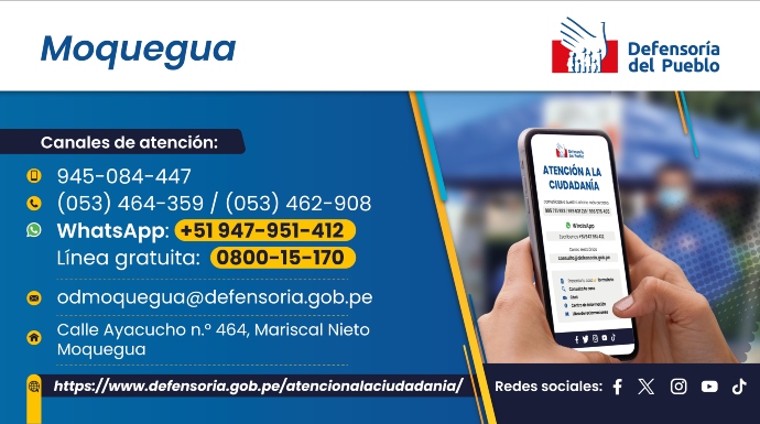 Tras recibir la queja, el jefe de la sede defensorial de Moquegua, Manuel Amat, exigió al plantel disponer la suspensión inmediata de cualquier cobro que no esté contemplado por norma con rango de ley o reglamentario.