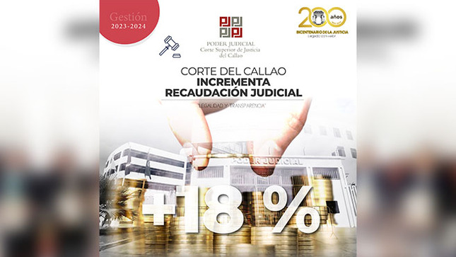 Corte Superior de Justicia del Callao incrementa en 18% la recaudación judicial