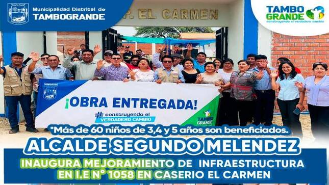 Inauguración  mejoramiento  de la infraestructura  en la  I.E N° 1058 caserío el Carmen 