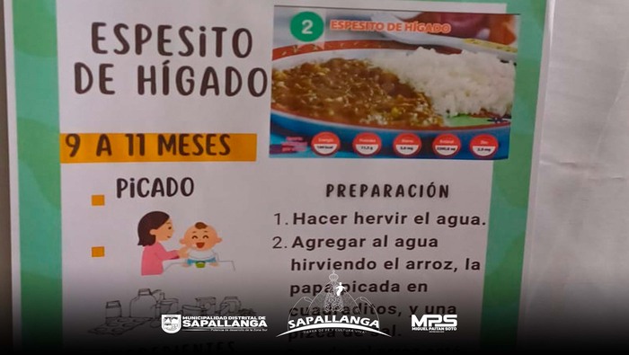 Madres lactantes y niños participan de sesión demostrativa de alimentos ricos en hierro