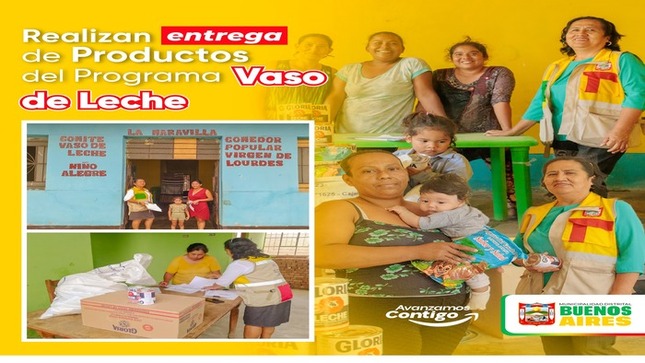 Entrega de productos del vaso de leche