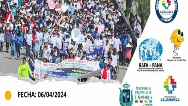 🏃‍♂️Gran Caminata Familiar🏃‍♀️
✅ Día Mundial de la Actividad Física🏋️‍♂️
🗓️ Sábado 6 de abril 2024.
⏰8:00 a.m.
🚸 INICIO:  I.E. San Ramón de Chontapaccha.
🏟️FIN:  Estadio Héroes de San Ramón.